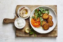 'Naked' cauliflower and kimchi falafels.
