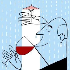 Instead of diluting wine, match your wine intake with glasses of water. Illustration: Simon Letch