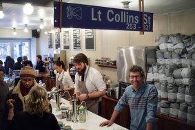 Start spreading the brews: Leon Unglik (at right) in Little Collins.