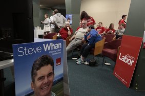 Labor Steve Whan supporters at the Queanbeyan Leagues Club.