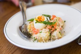 House smoked trout, kipfler potato and mollet egg at Cumulus Inc.
