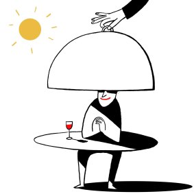 Dining out is still one of the most uplifting ways of spending your money. Illustration: Simon Letch
