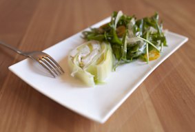 Moreton Bay bug terrine with baby leek.