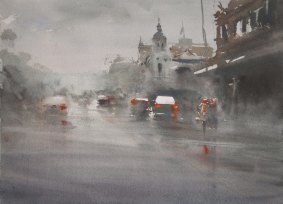 Chan Dissanayake's <i>Rainy Day in Goulburn</i> painting.

