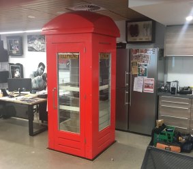 The phone box installed at Savas Guven's BRP Property Group in North Sydney.