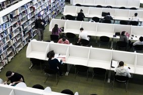 Hitting the books: Students at the University of Western Sydney Parramatta campus library. 
