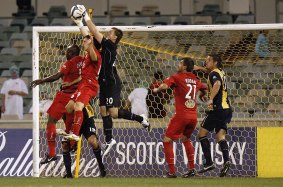 Adelaide United goal keeper Mark Birighitti in action during the round 13 A-League match between the Central Coast Mariners and Adelaide United at Canberra Stadium on October 31, 2009 in Canberra, Australia.