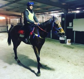 Richie Bensley back in the saddle for the first time after breaking his pelvis.