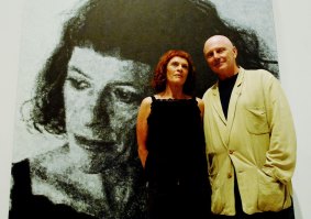 John Beard and artist Janet Laurence with his 2007 Archibald Prize winner.