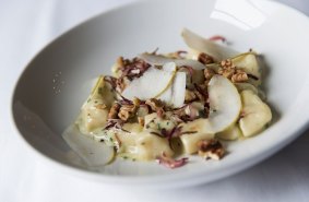 Potato gnocchi with gorgonzola, pear and walnuts at Centonove.