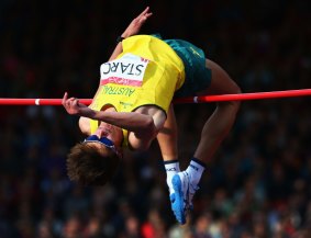 Brandon Starc in the high jump final the Glasgow 2014 Commonwealth Games.