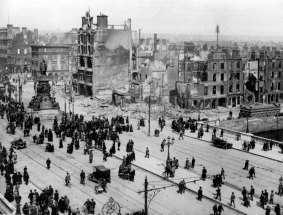 Damage in Dublin caused by the 1916 Easter Rising. 