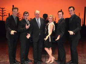Musically minded: Keating and girlfriend Julieanne Newbould with the <i>Jersey Boys</i> cast in 2010. 