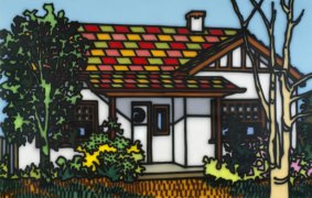 Home, Eastern Suburbs, 1988, synthetic polymer paint on canvas, 151 x 238 cm.
