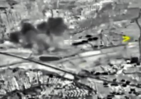 Footage taken from Russian Defence Ministry official website on Friday shows a bomb explosion in Syria.
