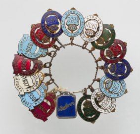 Emilie Roach's bracelet, made from 15 RAS member badges, is on display at the National Museum of Australia. 