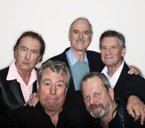John Cleese with his former Monty Python colleagues:  (clockwise from left)  Eric Idle, Cleese, Michael Palin, Terry Gilliam and Terry Jones. 