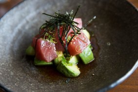 Tuna, avocado and sage salad at Sake Restaurant. 