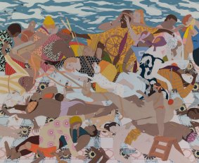 Kushana Bush, "Hark" (2018), gouache, metallic paint and pencil on paper, 55cm x 68cm.