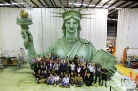 The company created a puppet version of the Statue of the Liberty for the Rockettes' New York Spectacular.