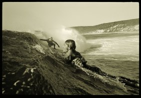 Surf's up: <i>Nigel Coates and Murray Smith, Smiths Beach, WA</i>, 1972, by John Witzig. Pigment print. Collection of the artist. Reproduced courtesy of the artist.