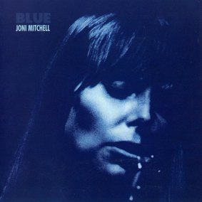 Gary Burden designed album cover for the Joni Mitchell album  <i>Blue</i>. 