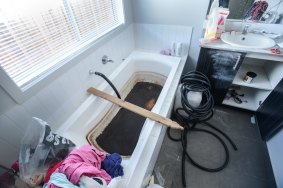 The grow house bathroom: The landlord of the Doreen house said he was staggered by the damage to his property.