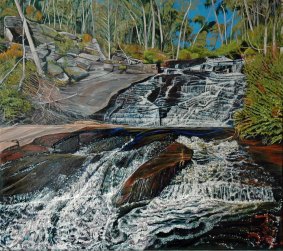 Phil Ryan's painting of Three Mile Creek Cascade.

Correct version