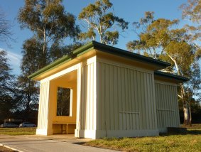 The historic Ainslie bus shelter with "mystery" room at the rear.