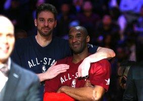 Reunion: Pau Gasol and Kobe Bryant.