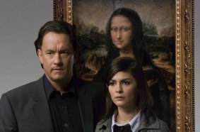 Tom  Hanks and  Audrey Tautou in the film adaptation of the book that began the series, <i>The Da Vinci Code</i>. 