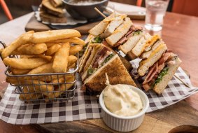 The popular club sandwich at the Little River Hotel.