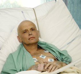 Alexander Litvinenko in hospital after being poisoned.
