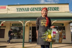 Merrin Dennis at the Yinnar General Store, which opened in 1912.