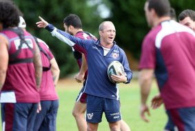 Under pressure: Manly coach Geoff Toovey at training.