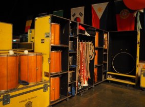 Everything is packed into containers backstage at Quidam's Bangkok show.