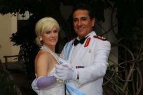 Tony Falla as Juan Peron and Kelly Turnbull as his wife, Evita, in the musical's production at Erindale Theatre. 
