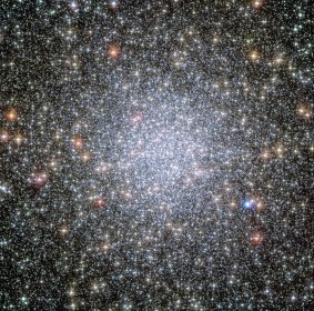The globular star cluster 47 Tucanae, photographed by the Hubble Space Telescope.