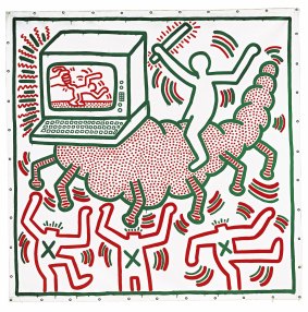 Keith Haring, Untitled 1983, vinyl paint on vinyl tarpaulin
307.0 x 302.0 cm, Private collection. 