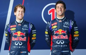 Former teammates: Daniel Ricciardo with German champion Sebastian Vettel last year. 