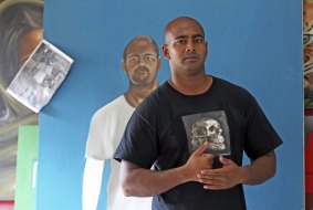Myuran Sukumaran at a painting class given by visiting friend and Australian artist Ben Quilty at Kerobokan jail in February, 2013.