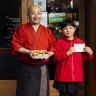 Chef Tomoyuki Matsuya and his daughter Mone who made the map for her father's chirashi zushi box at Choji Yakiniku in Chatswood.