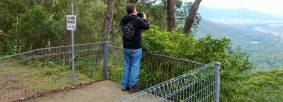 Bushranger buff Dave Moore surveys they vista from Clarke's lookout - the site of the attempted hold-up of the Araluen Gold Escort in March 1865.