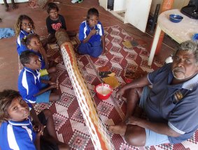 Djambawa Marawili, artist and elder, at Yilpara Homelands, Arnhemland. 