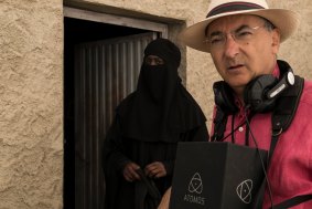 Director Peter Kosminsky on the set of The State.