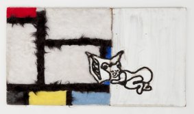 Kathy Temin, <i>Untitled (Bear Sleeping in Mondrian)</i>, 1990. Courtesy of the artist and Anna Schwartz Gallery.