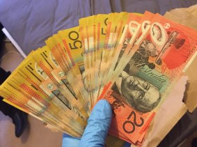 Cash seized at the Banks home.
