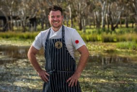 The Bunyip Hotel's chef James Campbell at Cavendish, on the banks of the Wannon River.