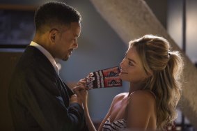 Will Smith and Margot Robbie in the film 'Focus' (out Feb 2015).