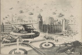 Peak Hour, 1970, an illustration by C.F. Beauvais for the <i>Argus Weekend Magazine</i> in 1943.